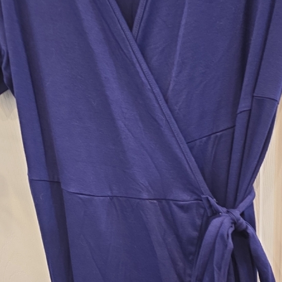 Source Unknown Navy Wrap Midi Dress with Ruffle Hem - Picture 3 of 3